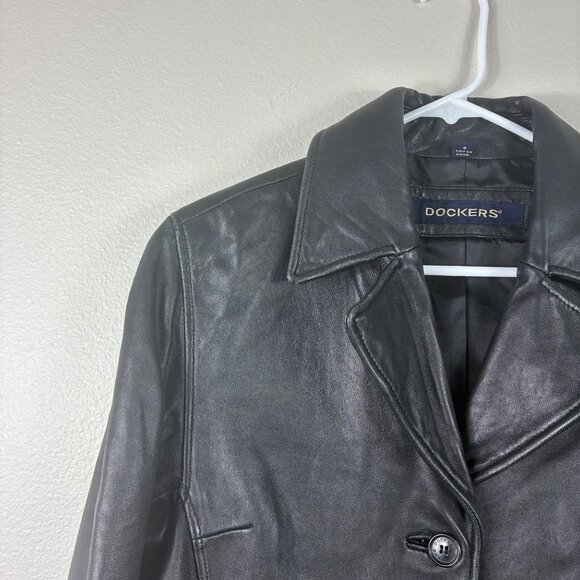 VTG Dockers Women’s Black Lamb Leather Jacket Size Large Heritagewear - Picture 4 of 11
